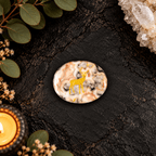 Gold Deer on Crazy Lace Agate Palm