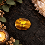 Gold Unicorn on Tiger Eye Palm