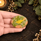 Gold Whale on Unakite Palm