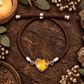 Adjustable Tiger Eye Heart Bracelet / Silver