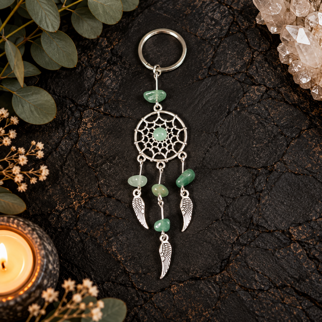 Aventurine Dreamcatcher Gemstone Keyring