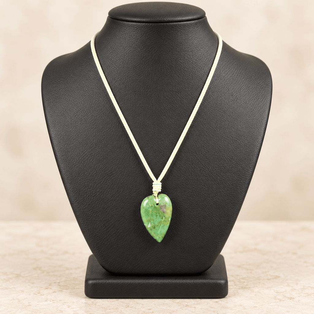 Moss Agate 60cm Adjustable Heart Necklace