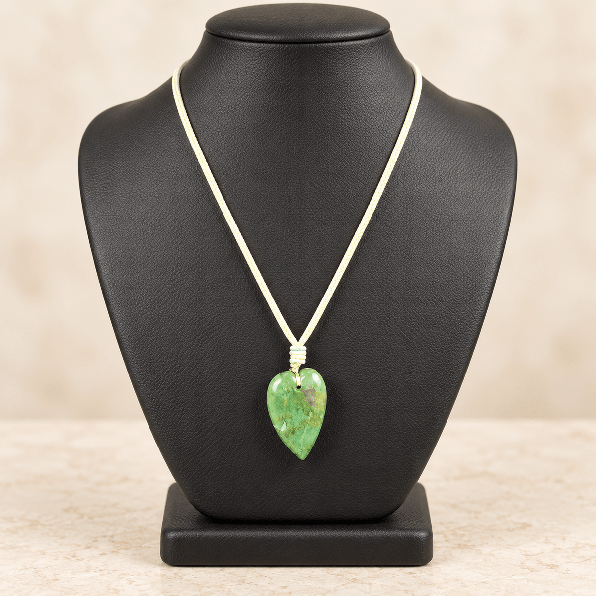 Moss Agate 60cm Adjustable Heart Necklace