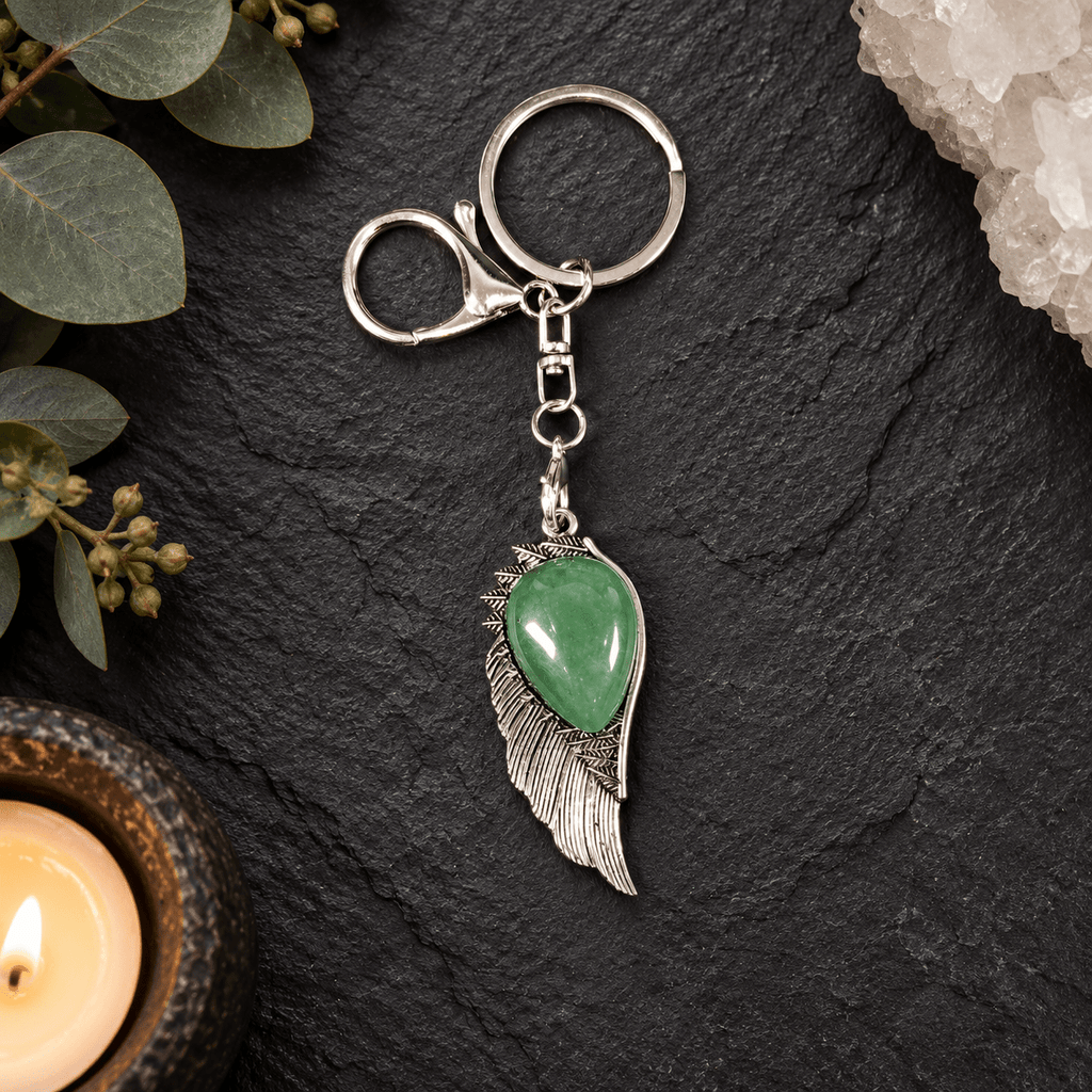 Aventurine Angel Wing Gemstone Keyring