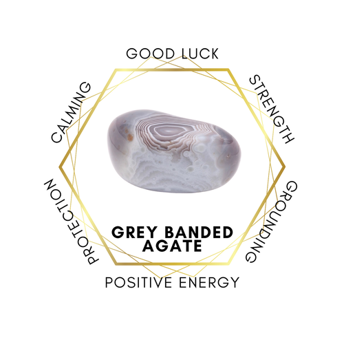 10mm Grey Banded Agate Gemstone Bracelet
