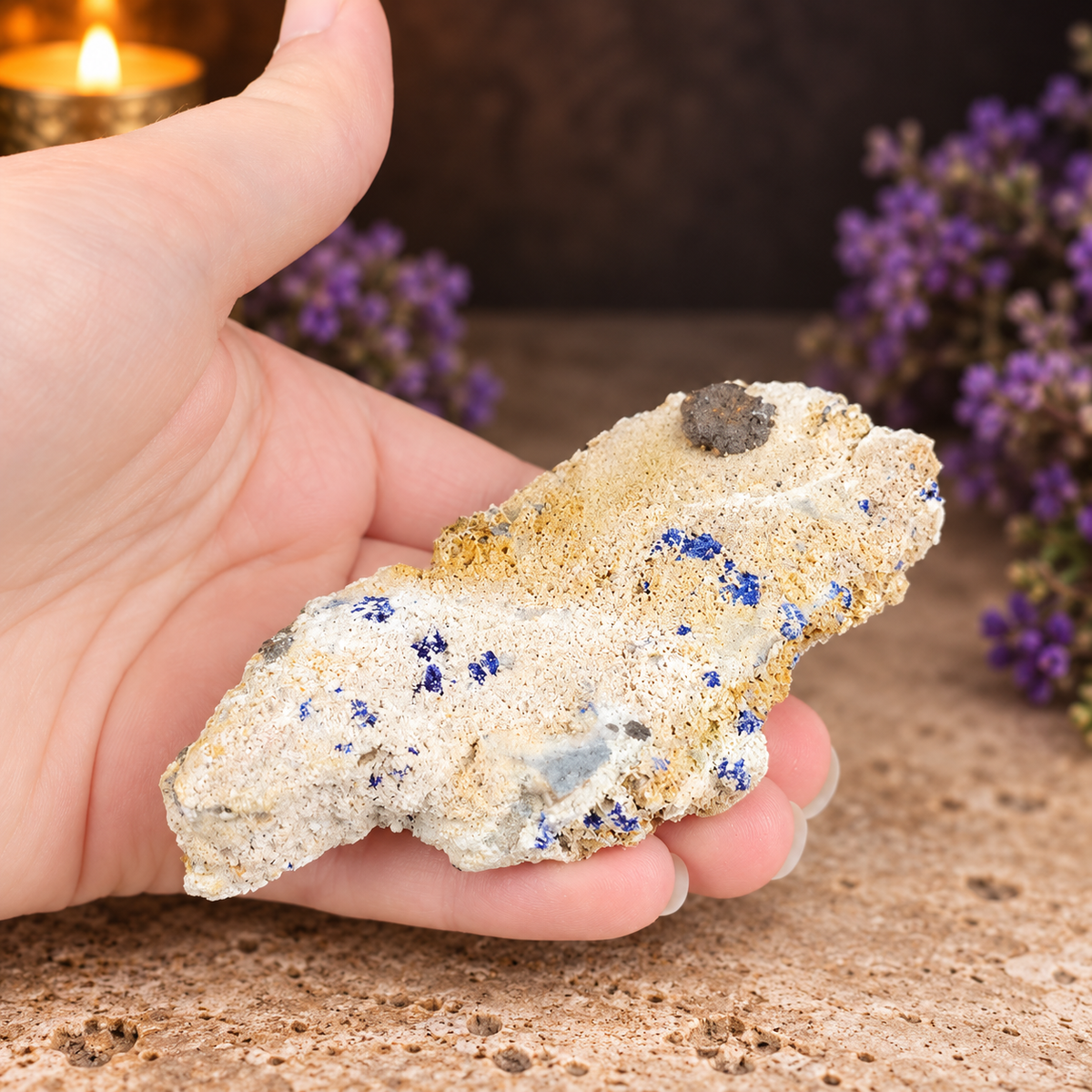 Azurite in Limestone Specimen