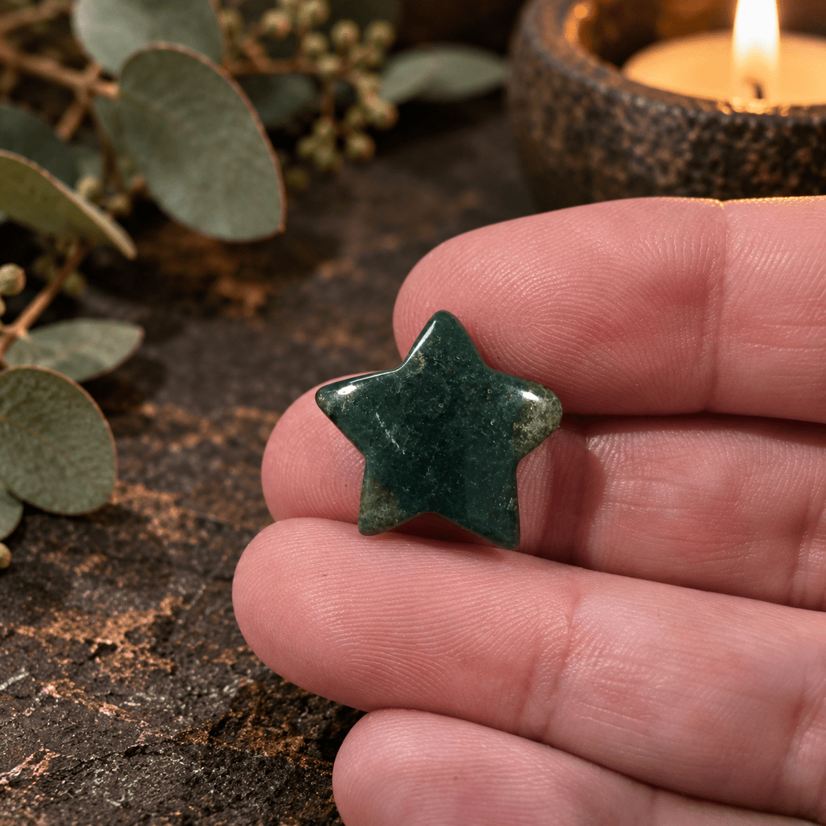 Moss Agate 2cm Gemstone Star