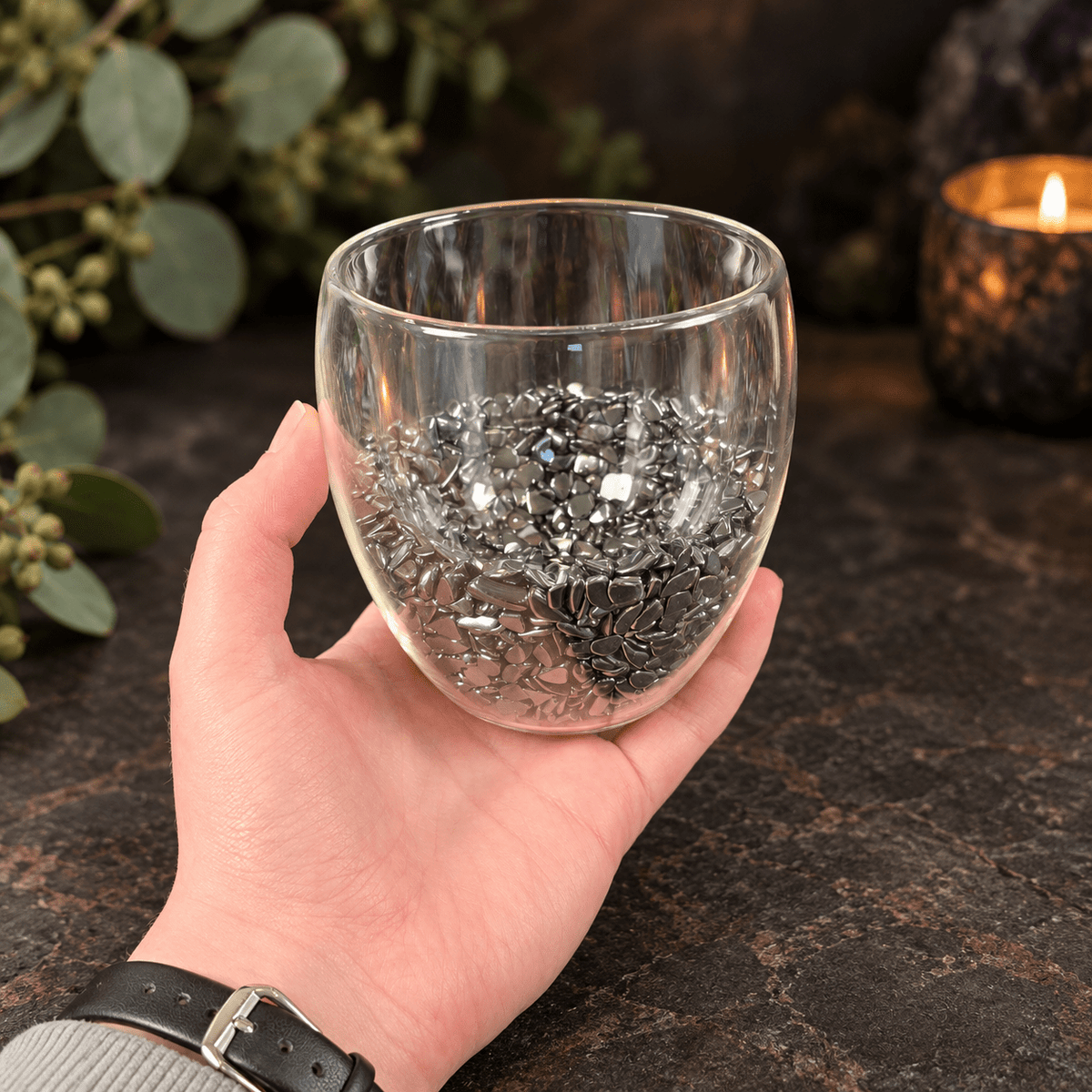 Hematite 250ml Chip Double Wall Glass