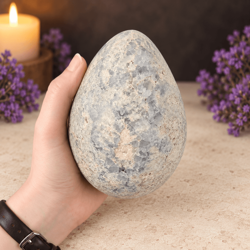 Blue Celestite Egg & Stand