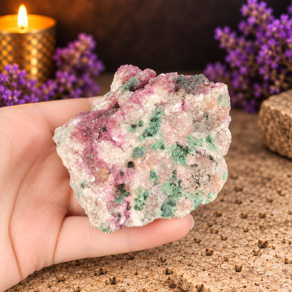 Cobaltoan Calcite with Malachite Specimen