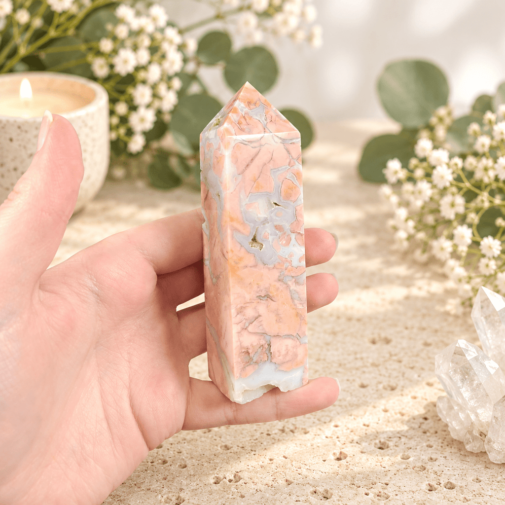 150g Petal Agate Tower