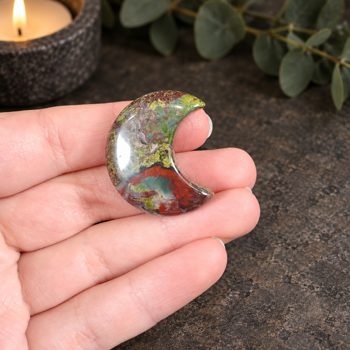 3cm Dragonblood Jasper Gemstone Moon
