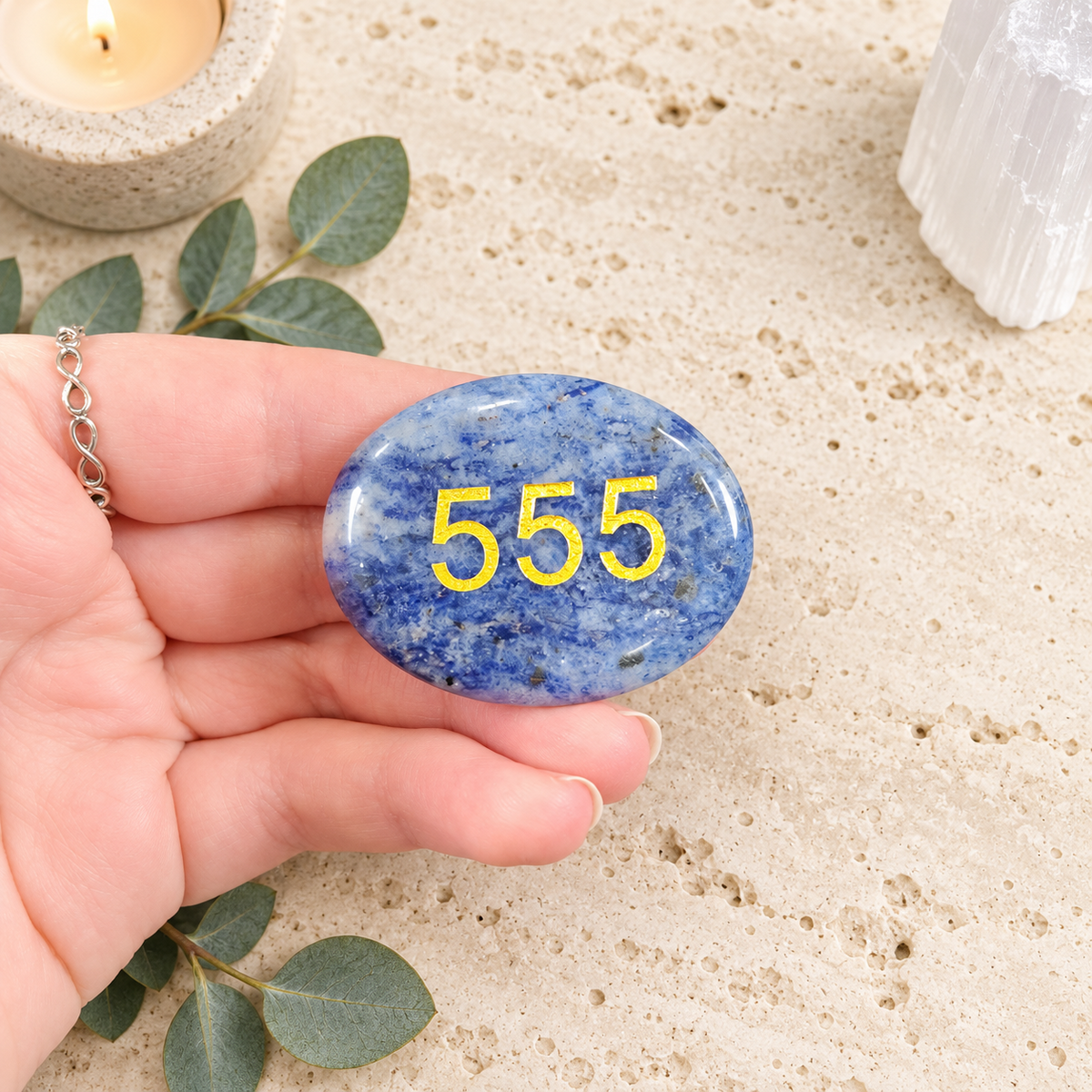 555 Sodalite Angel Number Palm - Big Changes Are Coming
