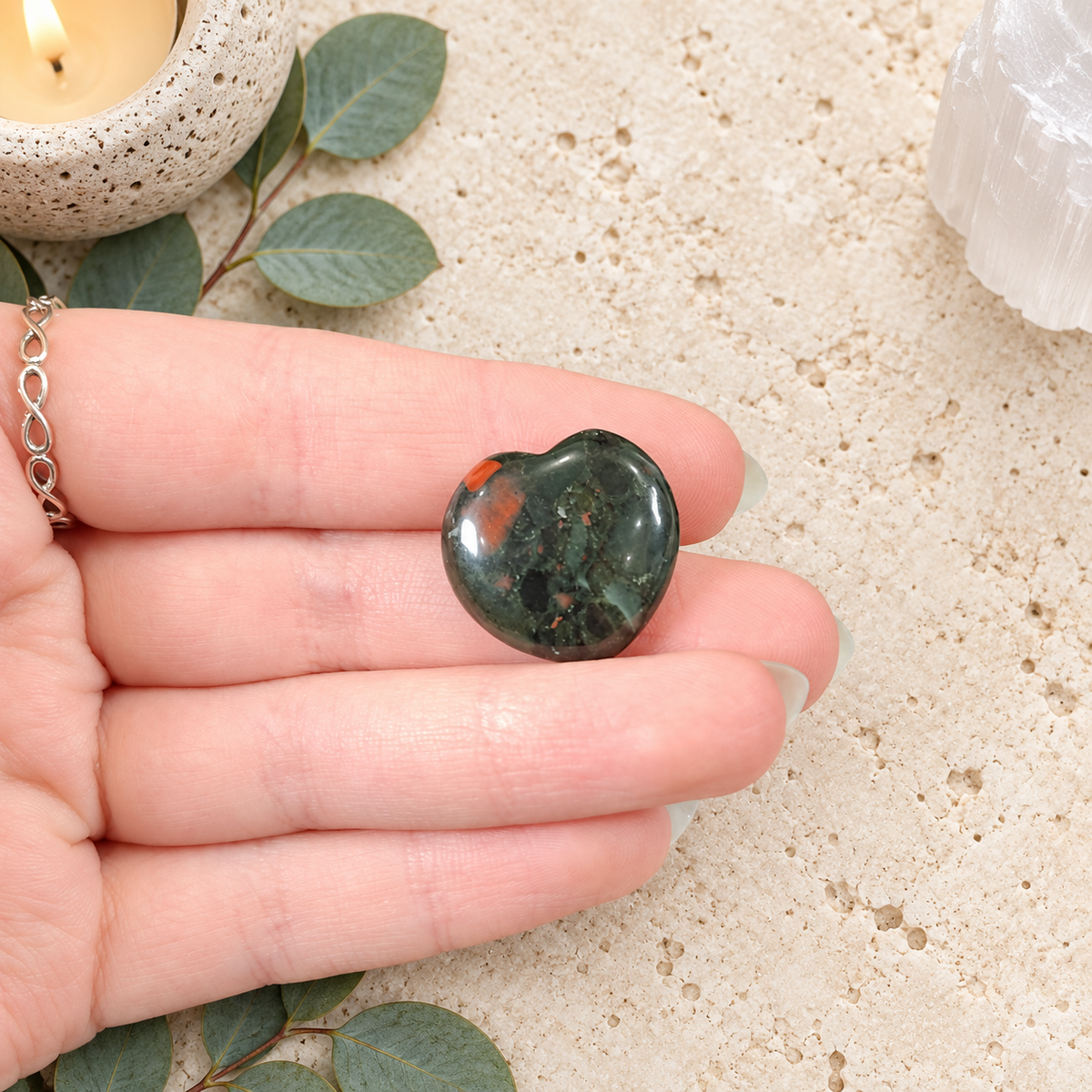 Bloodstone 2cm Gemstone Heart