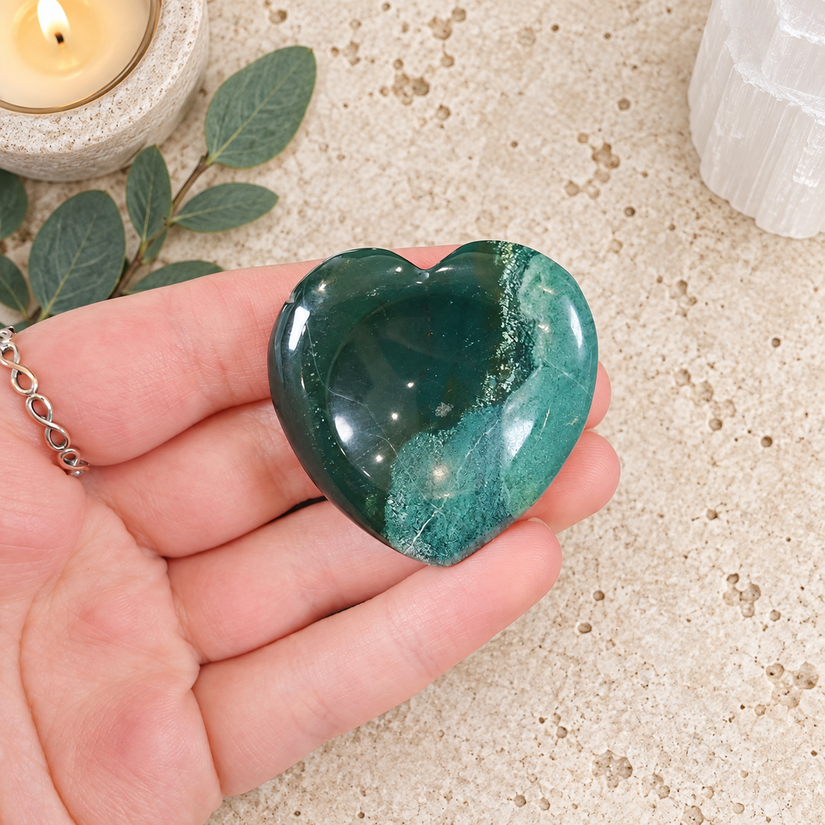 Ocean Jasper Heart Shape Worry Stone (Thumb Stone)