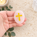 Gold Cross on Rose Quartz Palm
