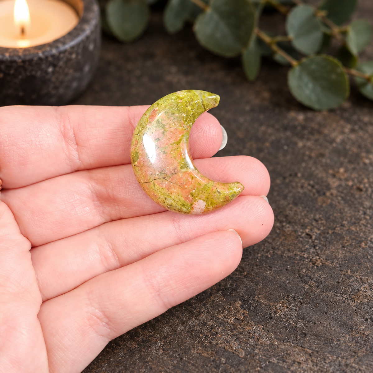 3cm Unakite Gemstone Moon