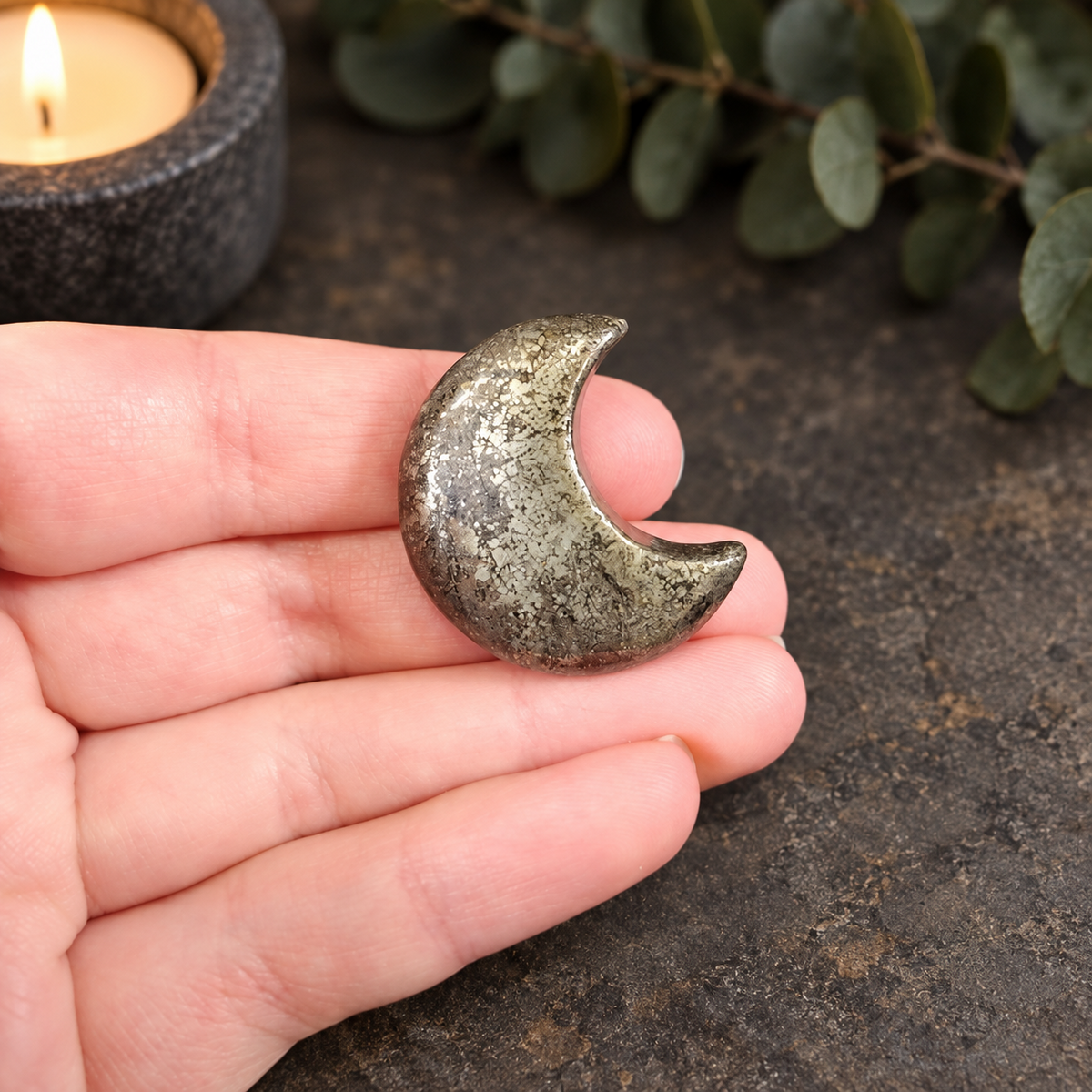 3cm Pyrite Gemstone Moon