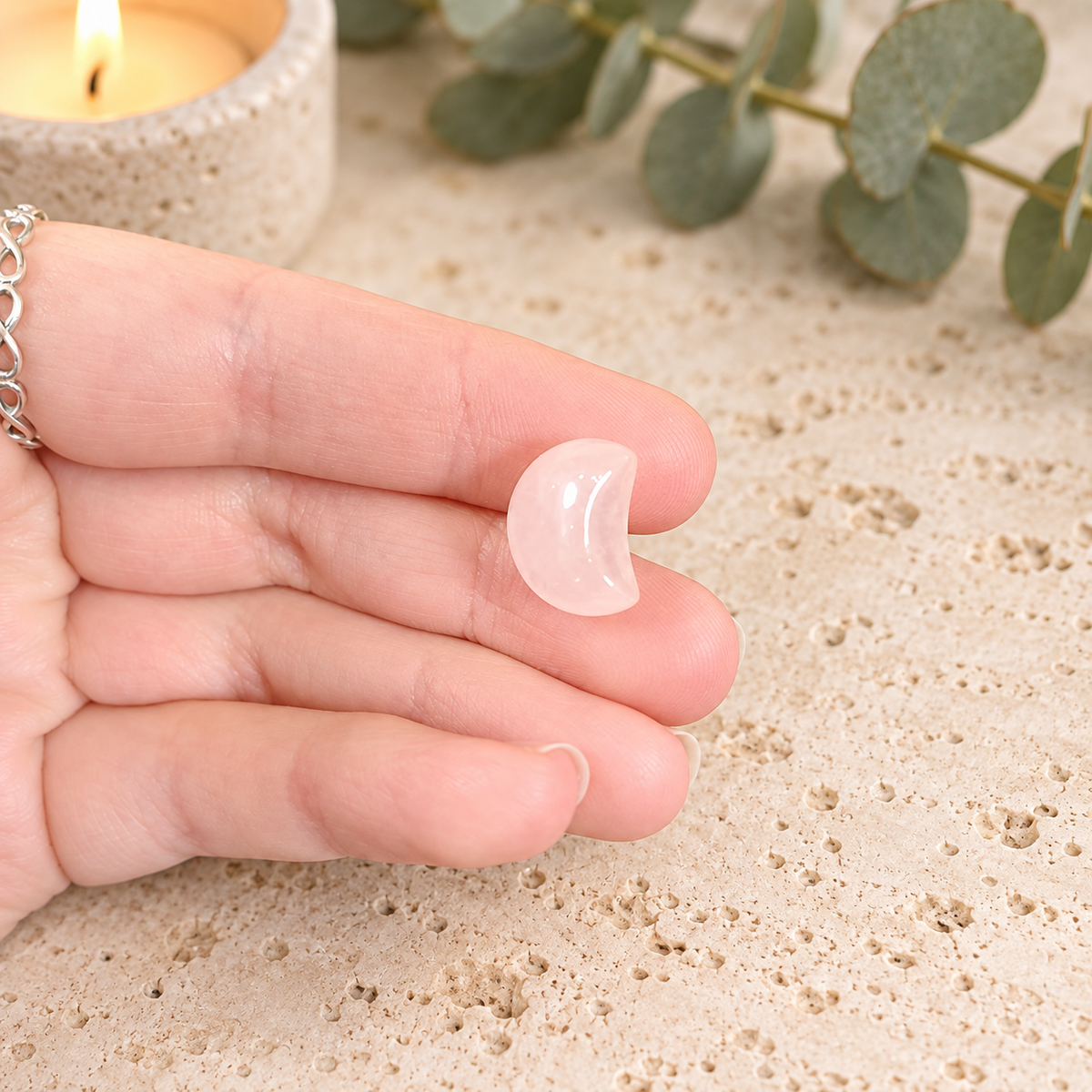 Rose Quartz 1.5cm Gemstone Moon