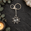 Snowflake Obsidian Sun Gemstone Keyring