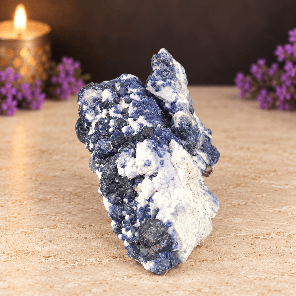 Blue Fluorite on Basalt Specimen