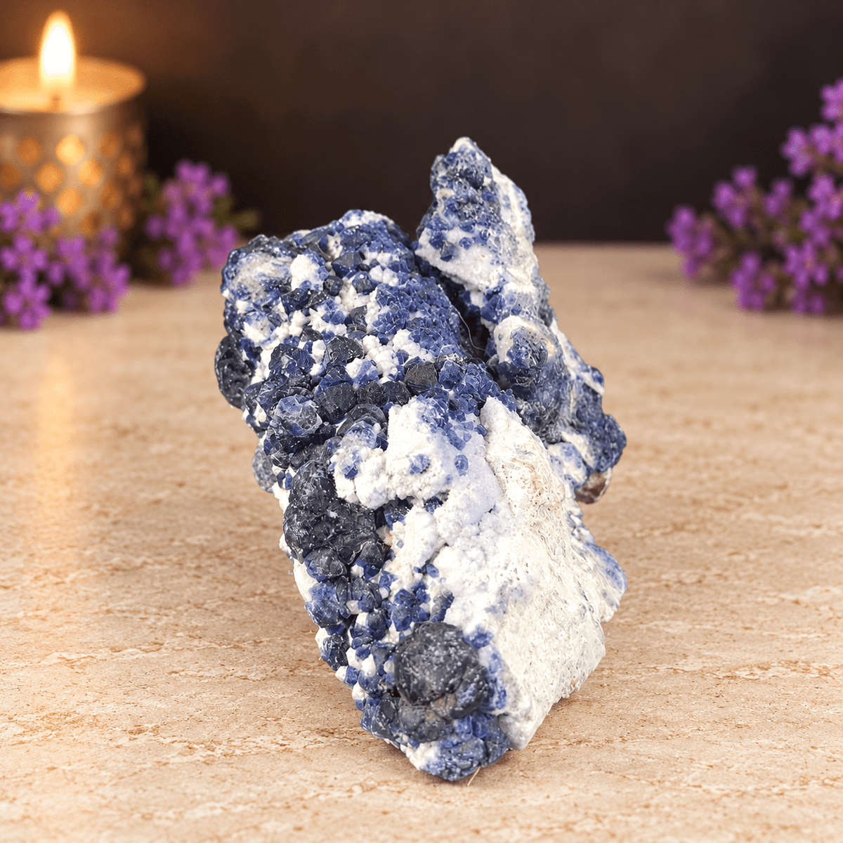 Blue Fluorite on Basalt Specimen