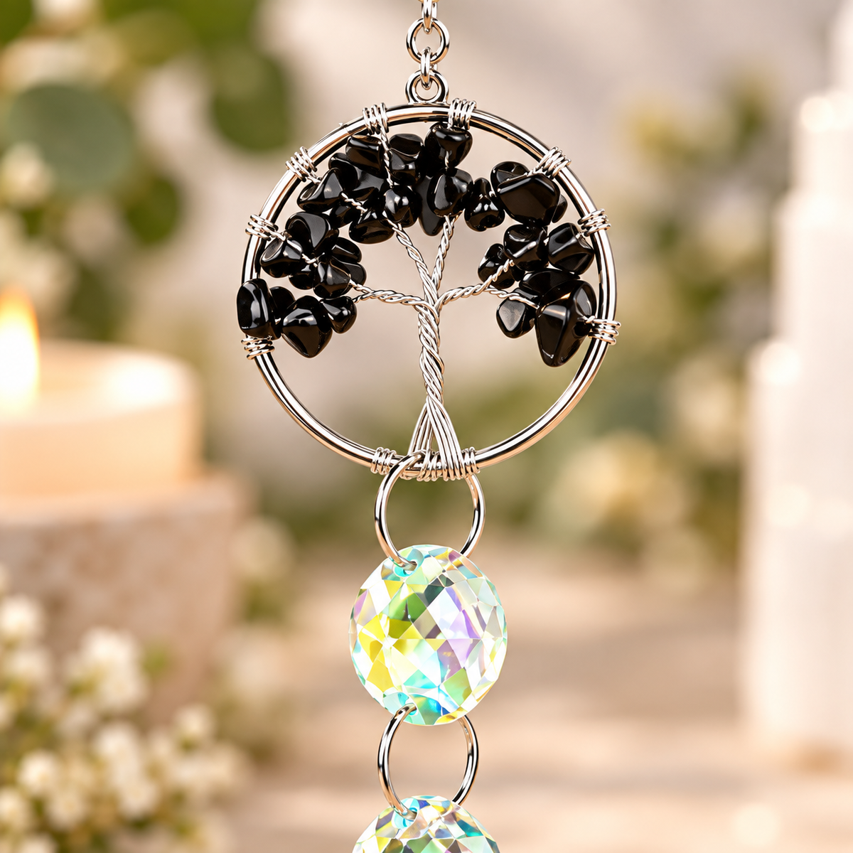 Black Obsidian Tree of Life Suncatcher