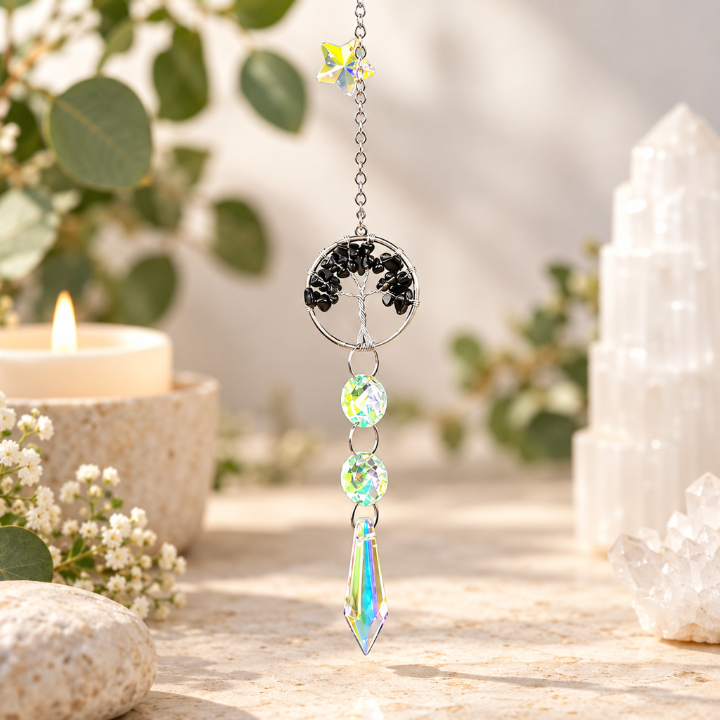 Black Obsidian Tree of Life Suncatcher