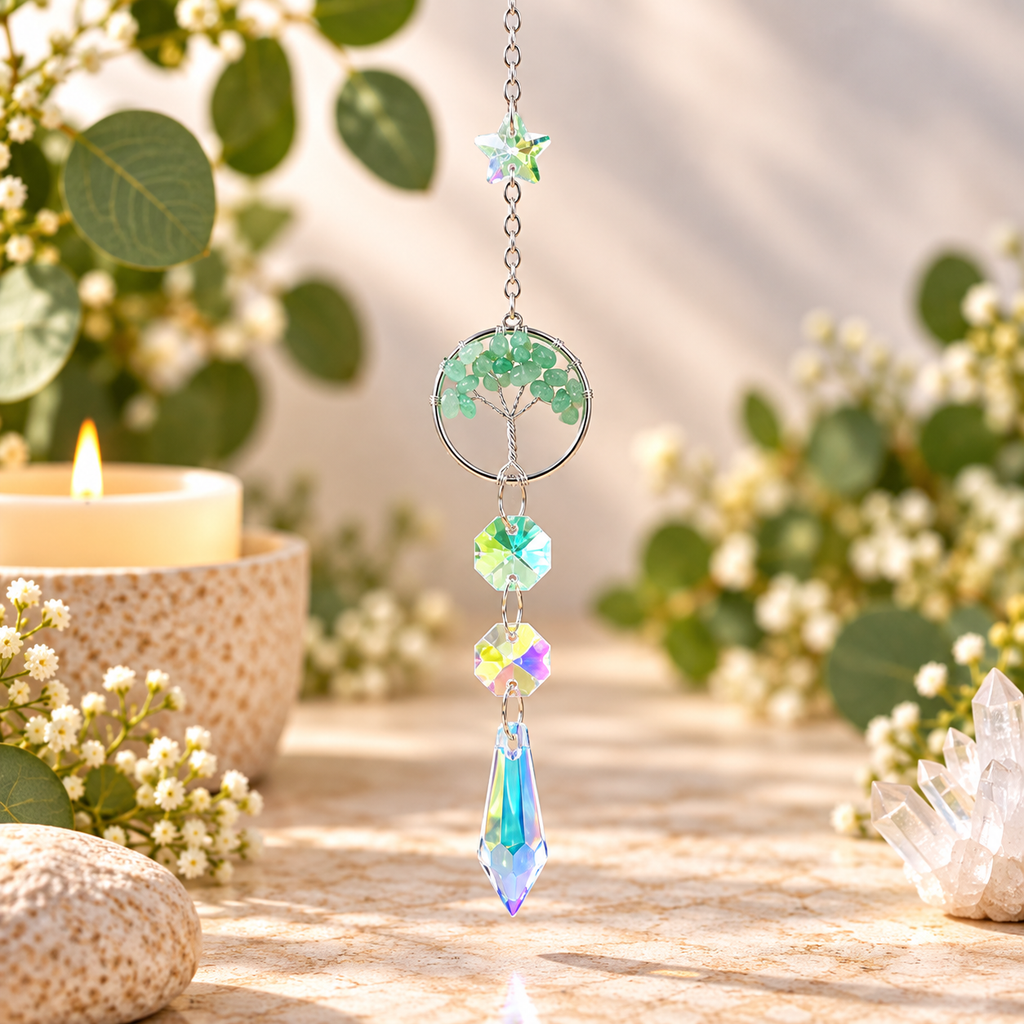 Aventurine Tree of Life Suncatcher