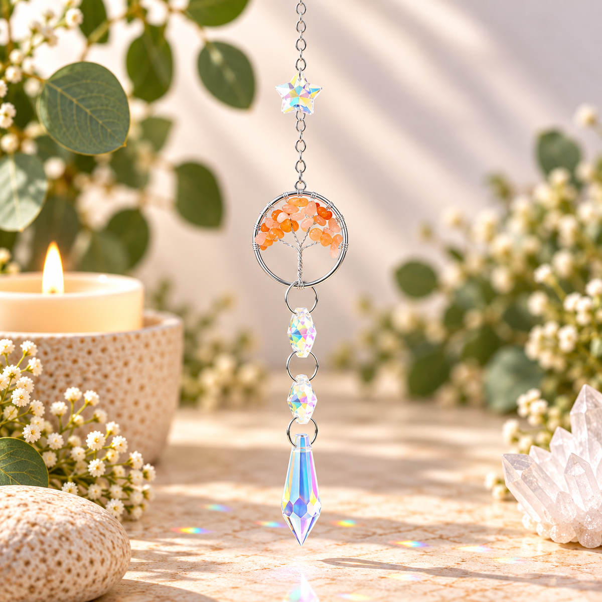 Carnelian Tree of Life Suncatcher