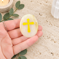 Gold Cross on Yellow Aventurine Palm