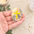 Gold Cross on Crazy Lace Agate Palm