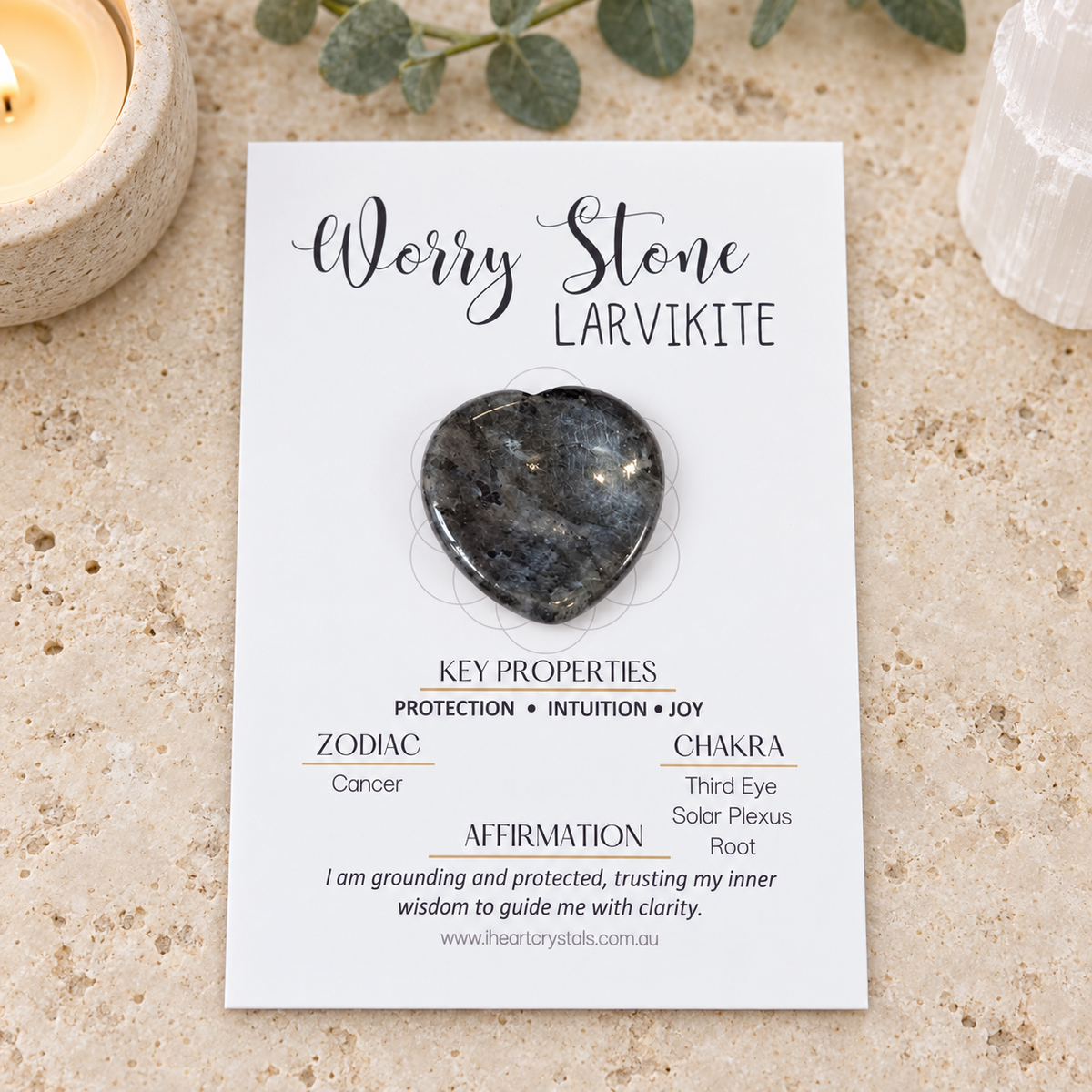 Larvikite Heart Shape Worry Stone (Thumb Stone)