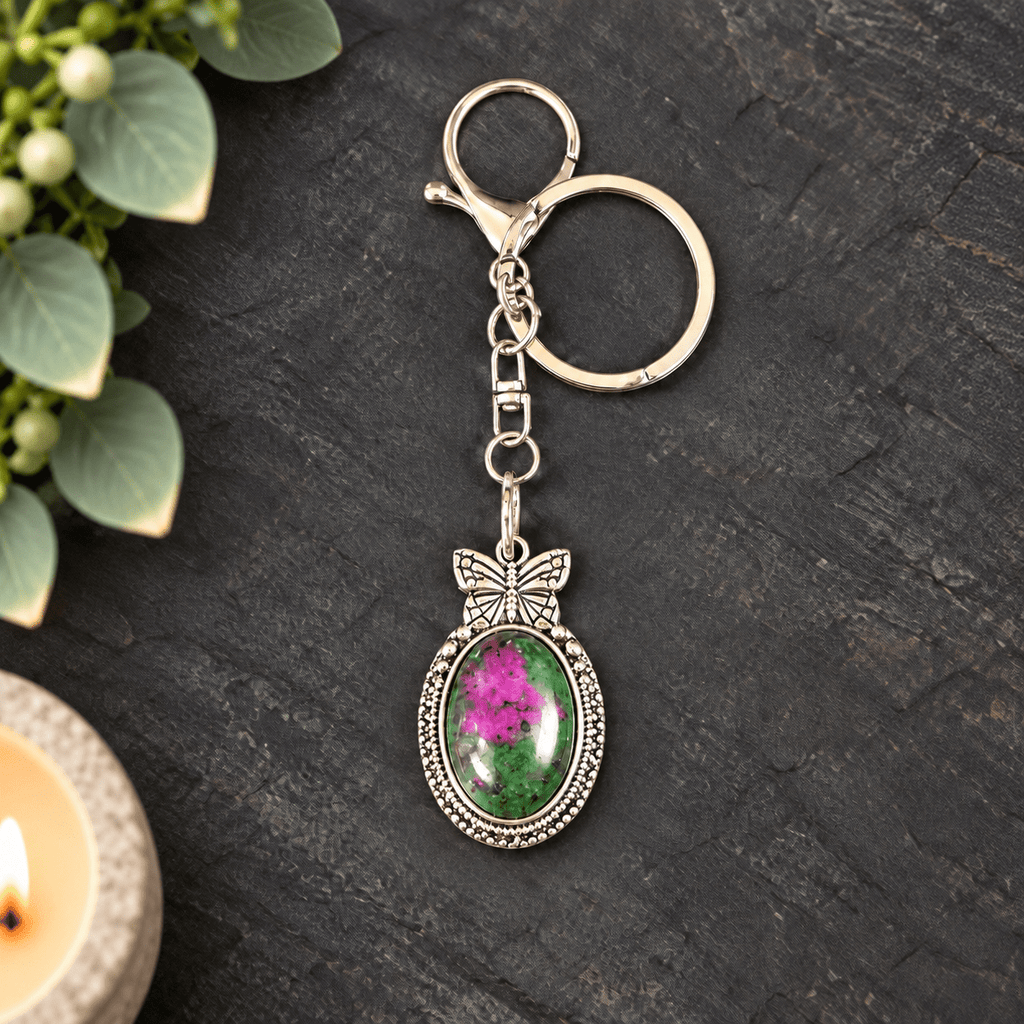 Ruby in Zoisite Butterfly Keyring