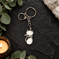 White Howlite Cat Gemstone Keyring