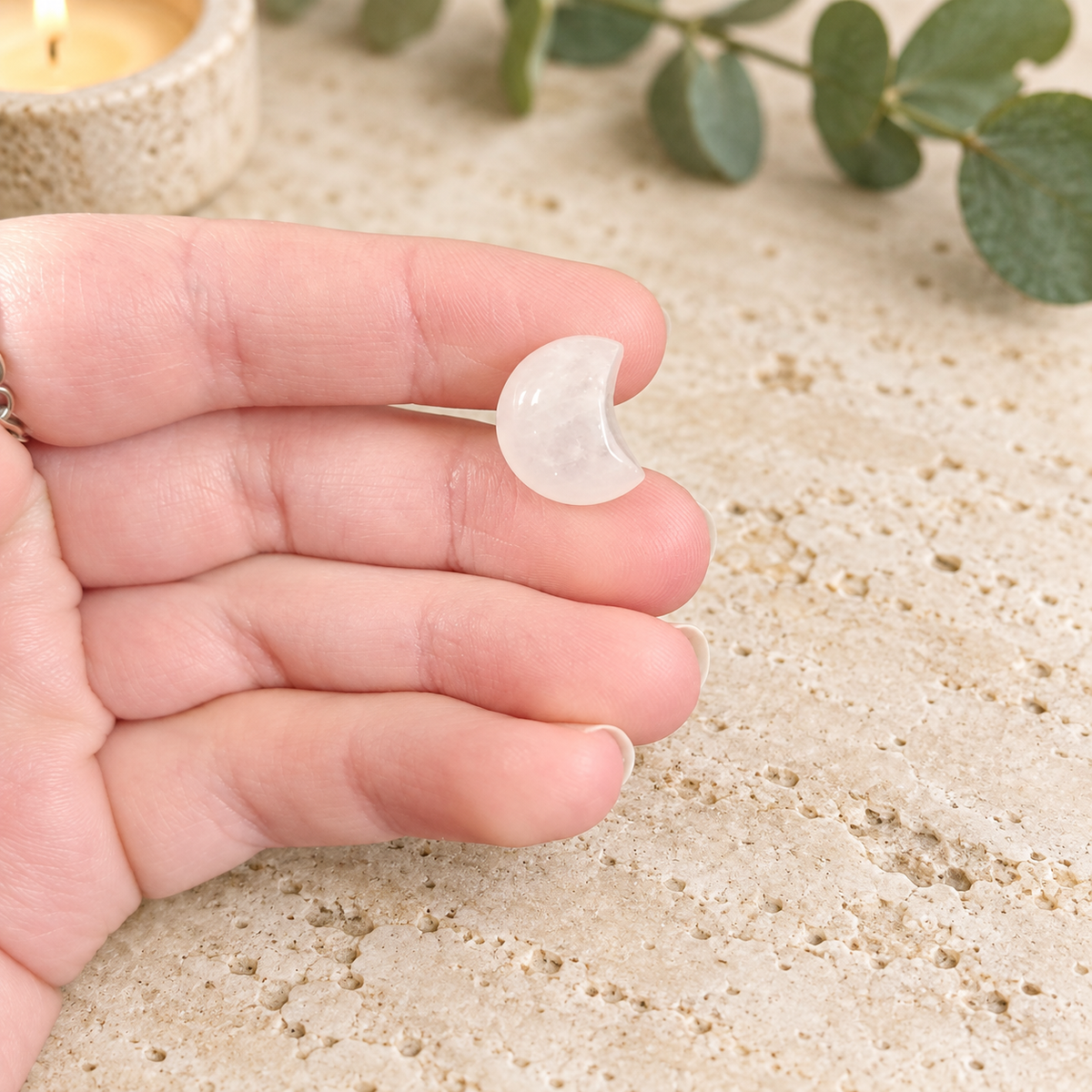 Clear Quartz 1.5cm Gemstone Moon