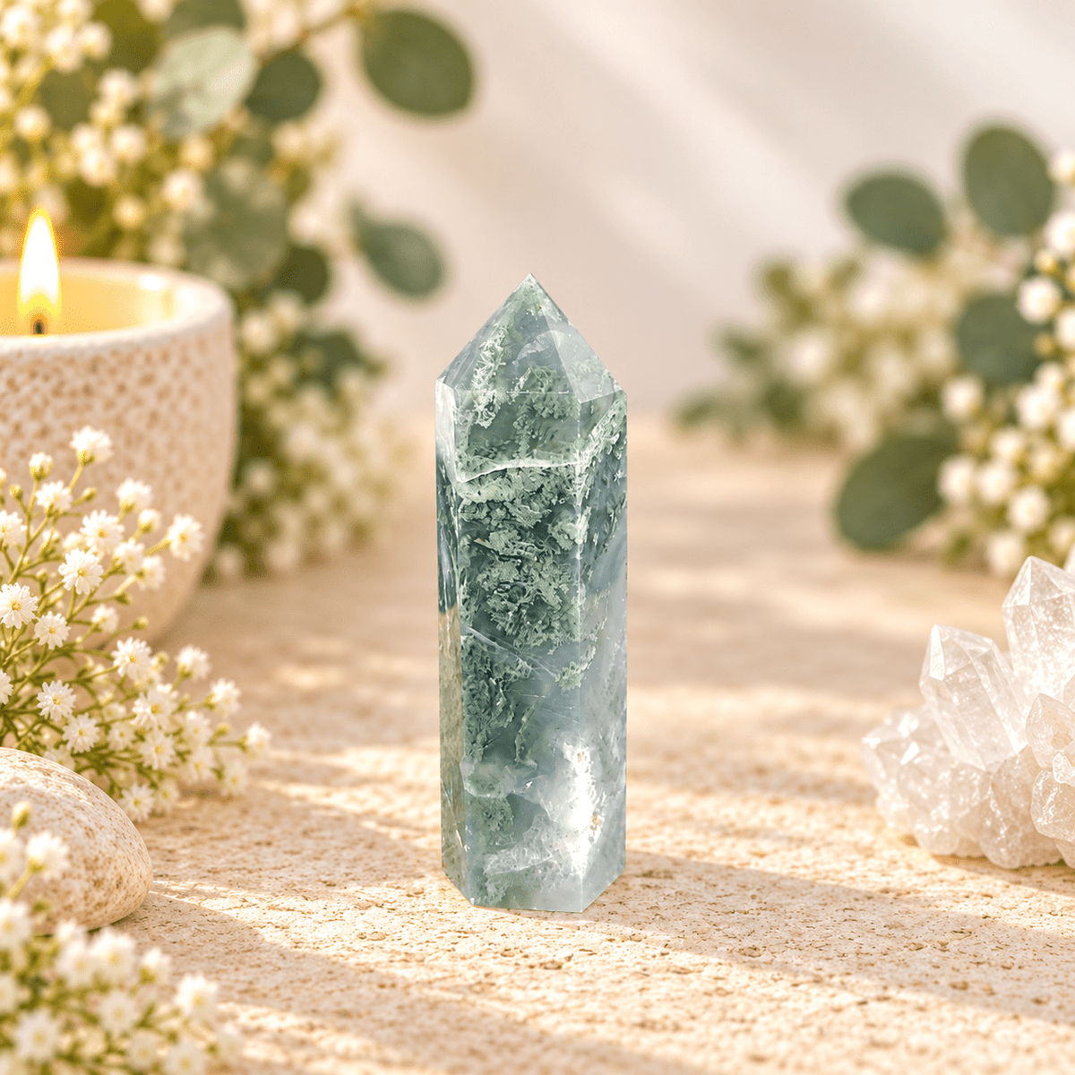 137g Moss Agate Tower