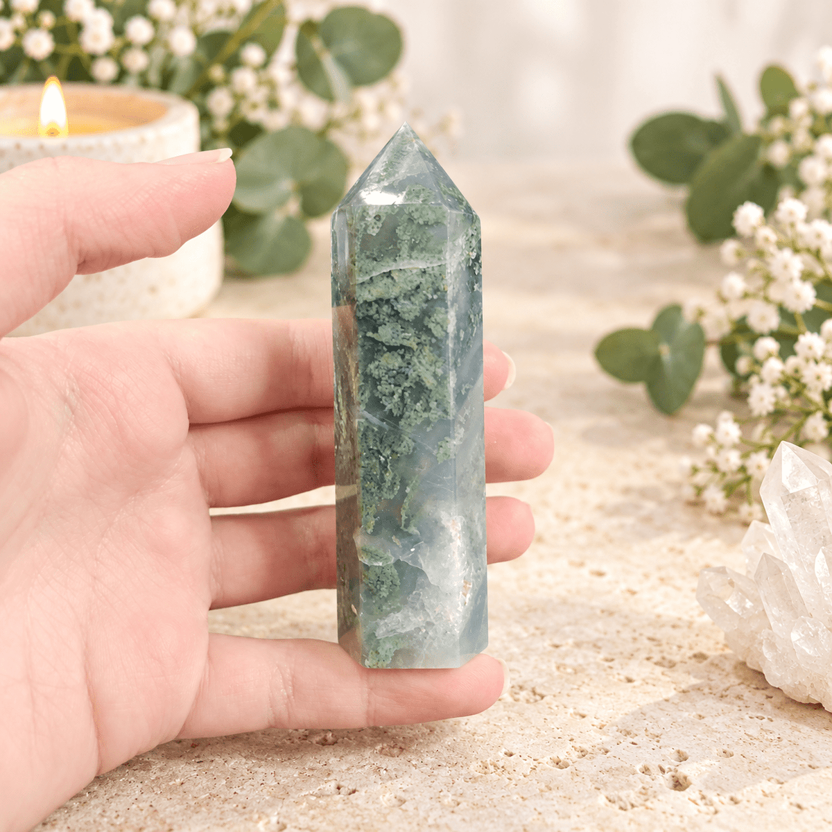 137g Moss Agate Tower