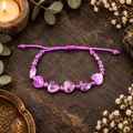 Adjustable Amethyst Hearts Bracelet