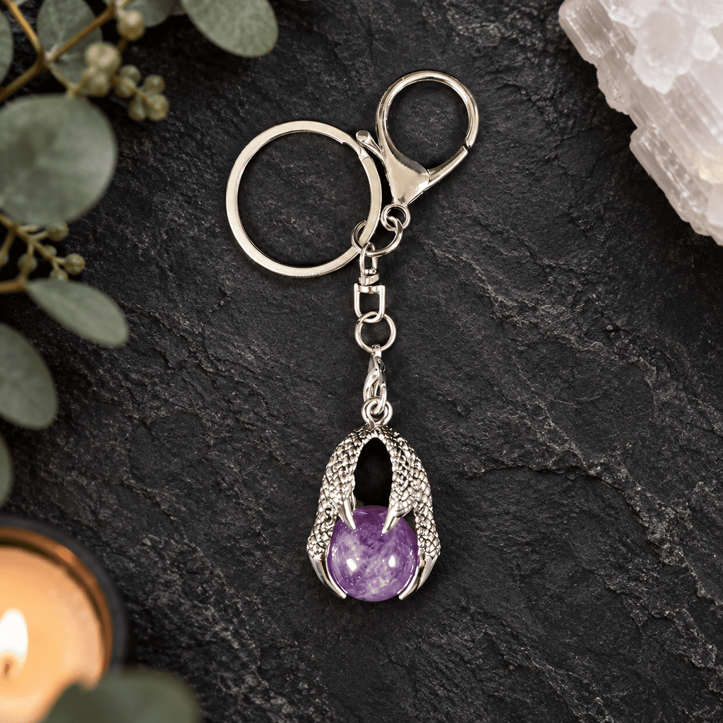 Amethyst Dragon Claw Gemstone Keyring