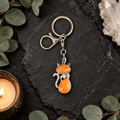 Carnelian Cat Gemstone Keyring