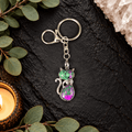 Ruby Zoisite Cat Gemstone Keyring (heat treated)