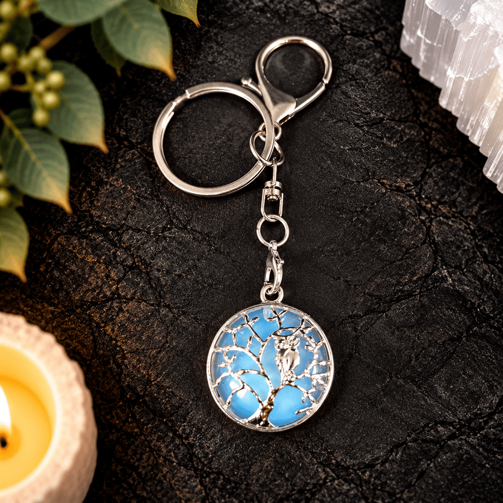 Opalite Owl Gemstone Keyring