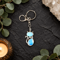 Opalite Cat Gemstone Keyring