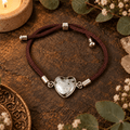 Adjustable Larvikite Heart Bracelet / Silver