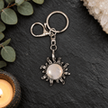 Rose Quartz Sun Gemstone Keyring