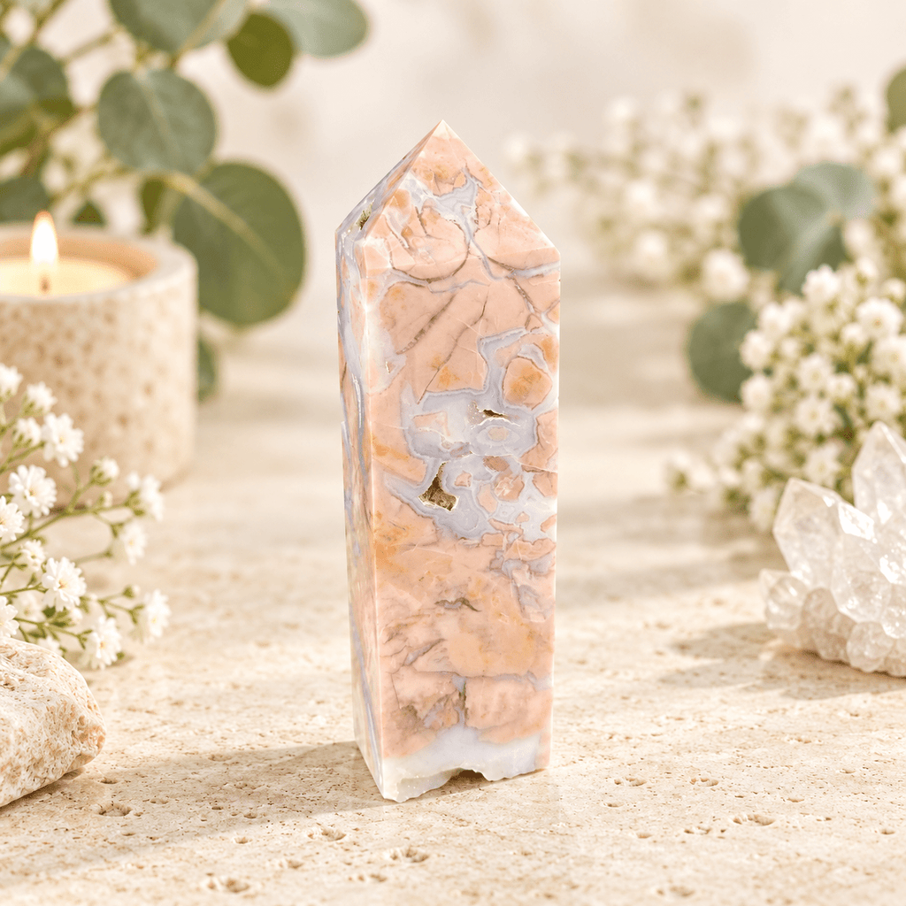 150g Petal Agate Tower