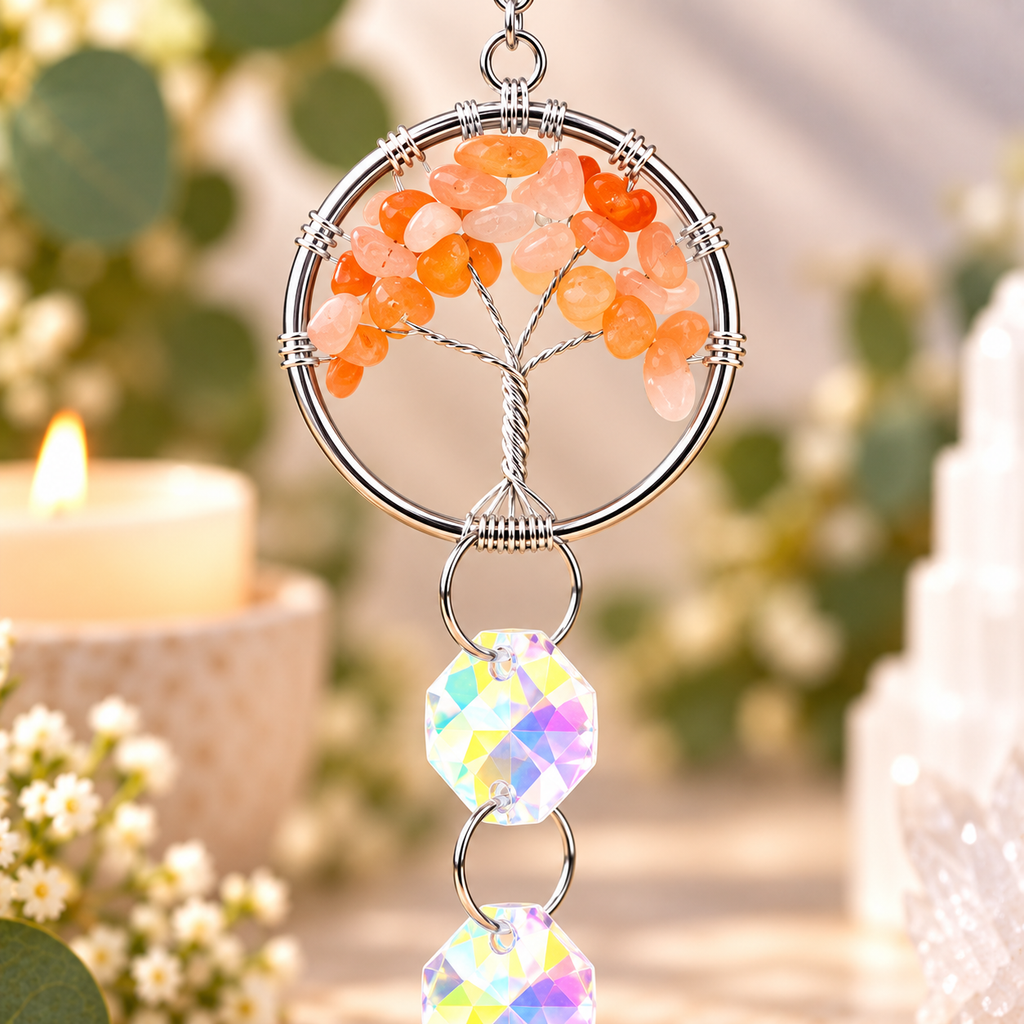 Carnelian Tree of Life Suncatcher