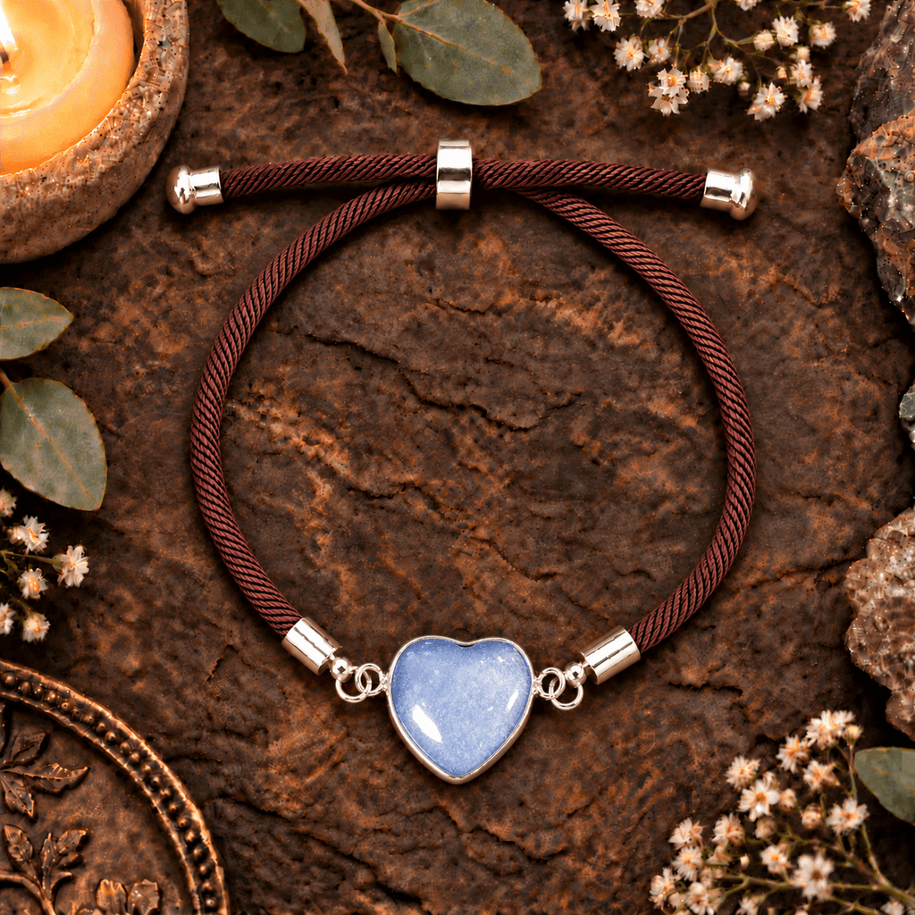 Adjustable Blue Aventurine Heart Bracelet / Silver