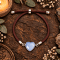 Adjustable Blue Aventurine Heart Bracelet / Silver